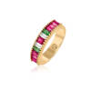 Ruby, Emerald and Diamond Baguette Ring Band