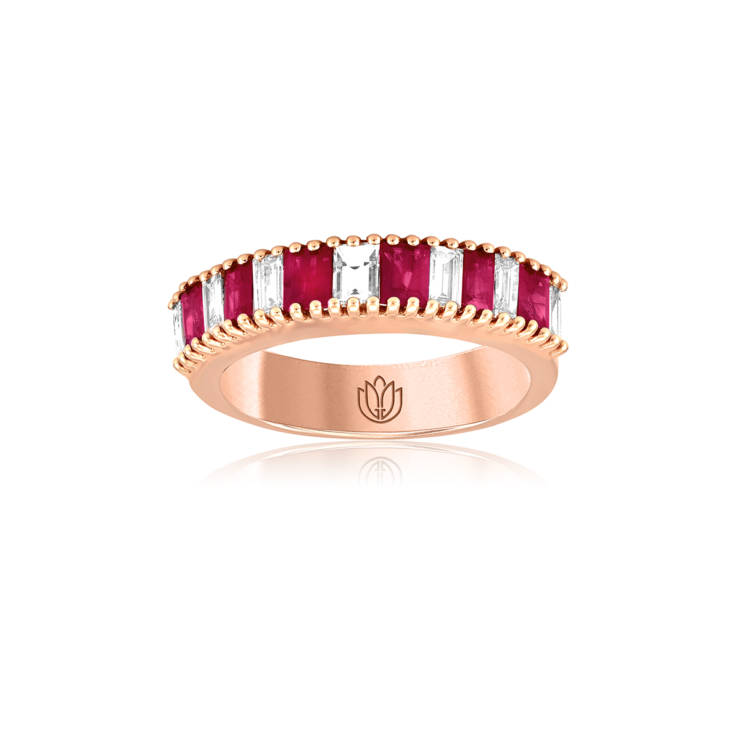 Ruby and Diamond Baguette Ring Band